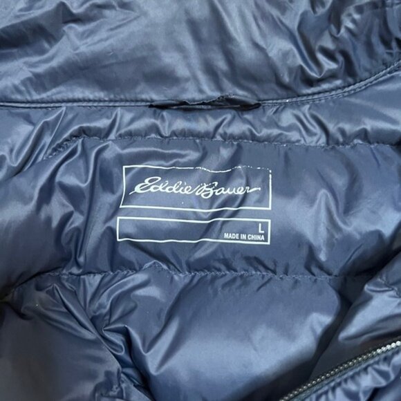 Eddie Bauer EB650 Down Puffer Jacket Navy Blue Full Zip Packable Mens Size Large - Picture 10 of 12